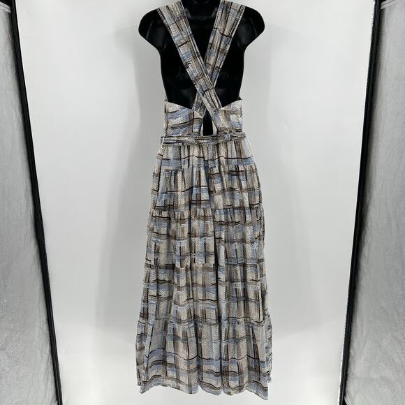 Sofie the Label Maxi Dress Belted Tie Waist Criss Cross Straps Zip Up Size Large - Picture 4 of 8